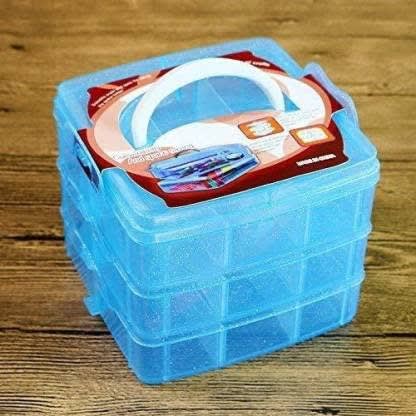 3 Layers 18 Grid Plastic Transparent Jewelry, make-up, cosmetic Storage Box