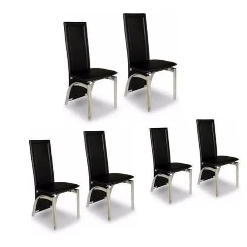 Dinning Leather Comfort Chairs- 6 Pieces - Black