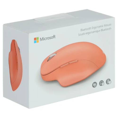Bluetooth Ergonomic Mouse - Glacier With Comfortable Thumb Rest - Peach