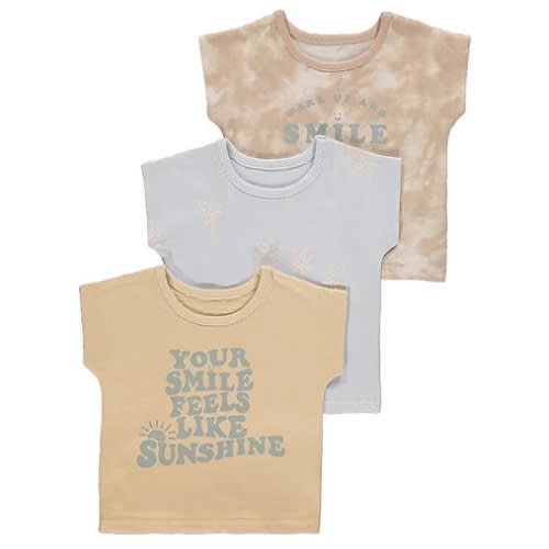 Smile Slogan Print T-shirts - 3 Pack