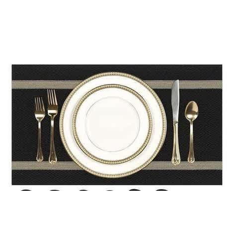 Classic Black /gold Stripe  Detail Table Mat - 6 Pcs