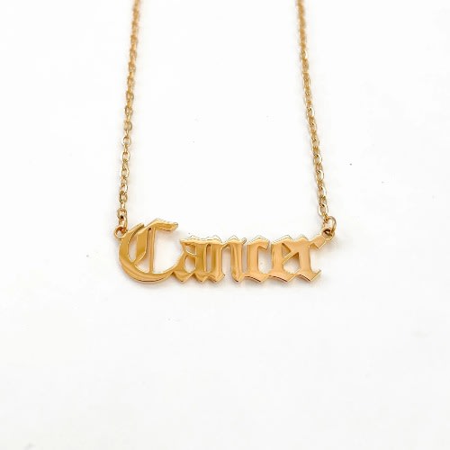 Zodiac Letter Gold Plated Cancer Necklace