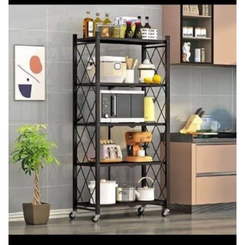 Foldable Storage Rack With Wheels - 4 Tier