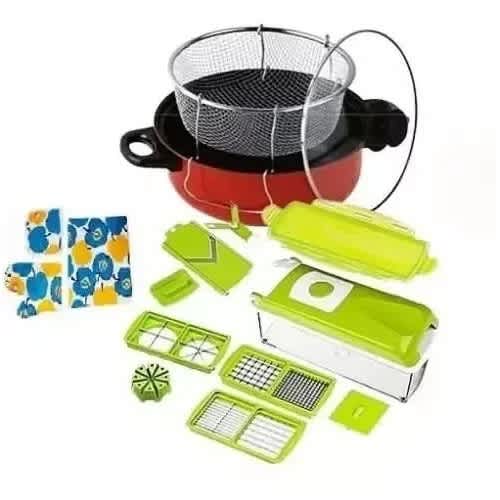 Vegetable Cutting Tools with Manual Deep Fryer - 24cm - 3-in-1 Apron
