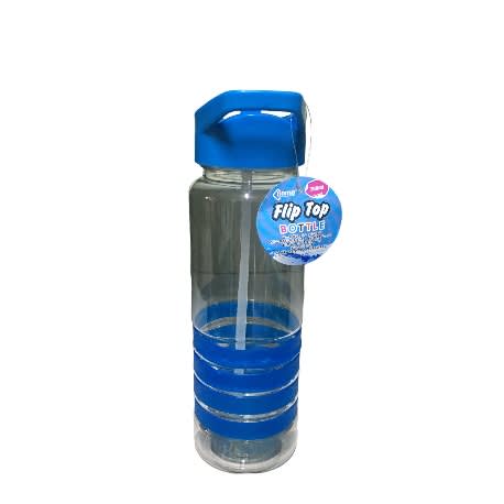 Home Connection Flip Top Straw Water Bottle - Blue - Bpa Free - 750ml