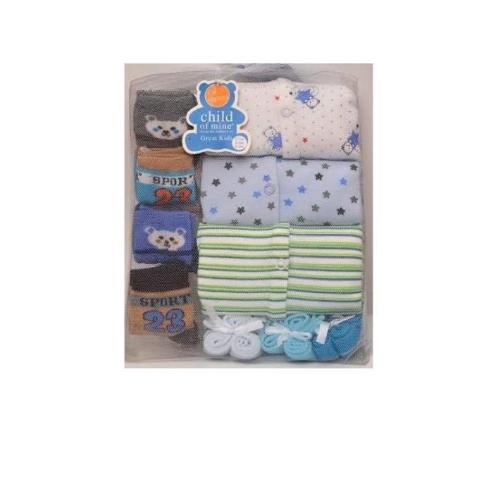 Newborn Baby Gift Set 3 Longsleeve Overall+4 Socks+3 Towels