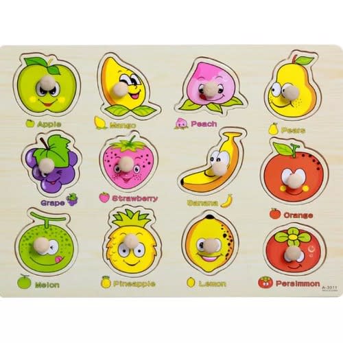 Kids Wooden Peg Puzzle - Fruits