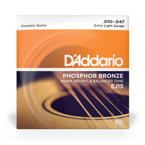 EJ15 Phosphor Bronze 10-47 Acoustic Guitar Strings Extra Light Gauge