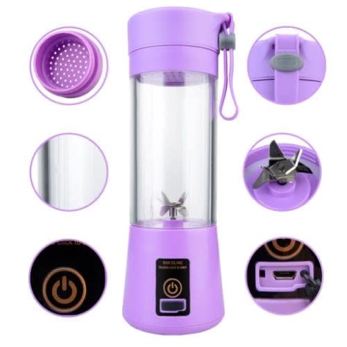 6 Blades Rechargeable Blender 380ml - Purple