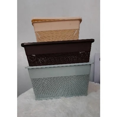 Multipurpose Storage Basket With Lid - 3pcs Set