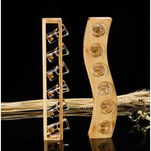 Tequila Shot Glasses And Glass Holder - 6 Shots & Slots