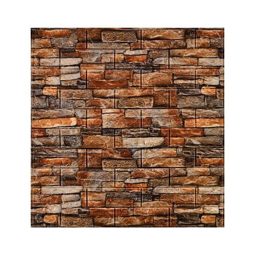 Pe Foam 3d Self Adhesive Brick Wallpaper Sticker Orange Brick - 70cmx77cm - 10pcs