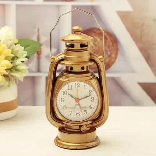 Alarm Clock Retro Oil Lamp - Gold