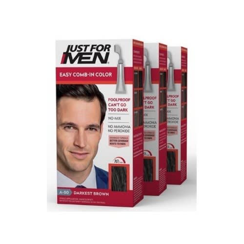 Just For Men Easy Comb In Color, Darkest Brown A50 - 3pcs