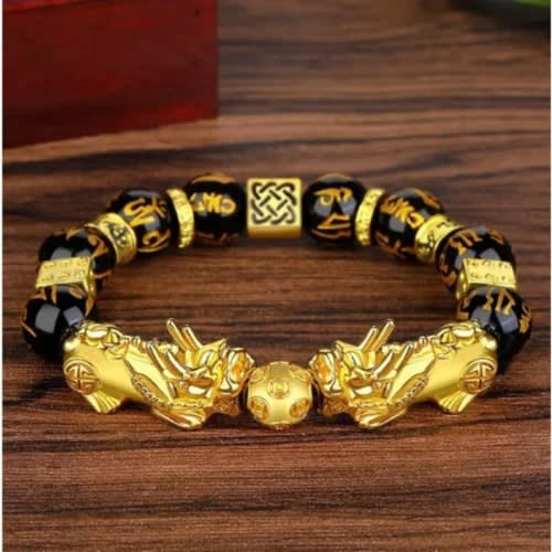 Fengshui Double Pixiu Obsidian Wealth Bracelet
