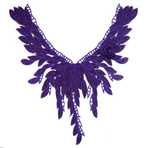Dropping Leaves Applique Embroidery Lace - Purple