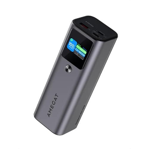 Amegat Power Bank - 3-port Portable Charger Pd 3.1 Battery Pack - Smart Digital - 140W - 27600mAh