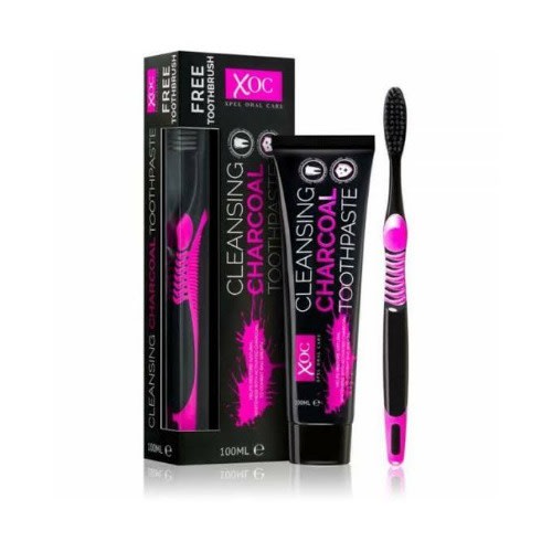 Cleansing Charcoal Toothpaste - 100ml + Toothbrush For Teeth Whitening