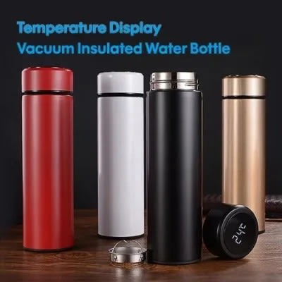 Temperature Display Vacuum Insulated Water Bottle - 500ml x 4pcs