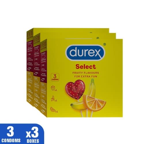 Select Fruity Flavors Condoms - 3 Packs Of 3's