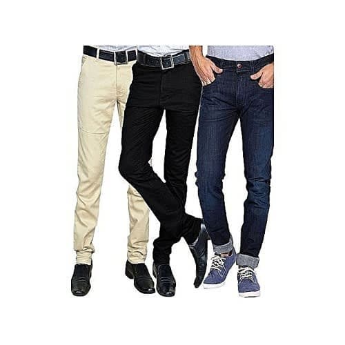 3 In1 Men's Chinos And Jean - Trousers/off White, Black And Blue Jean