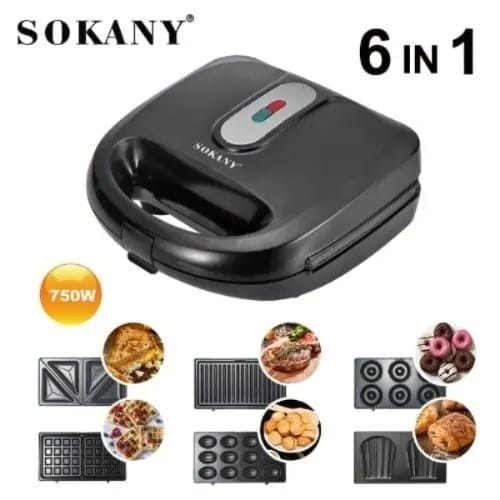 Sokany 6 In 1 Switchable Waffle And Sandwich Maker - 750W