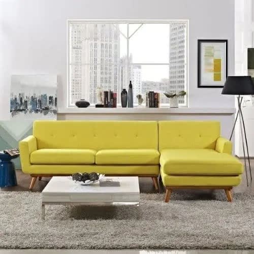 Chaise Lounge 5 Seater Fabric Sofa  - Yellow