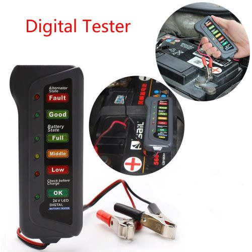 6/12/24v Auto Car Digital Battery Tester Alternator - 6 Led Light For Cars Vehicle 12v Car