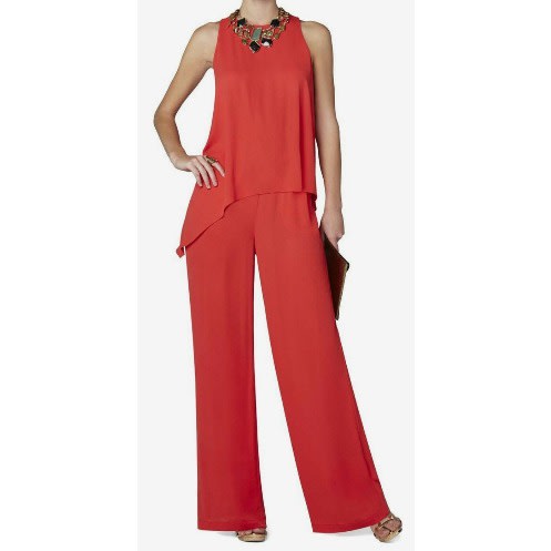 Sleeveless  Trouser Set For Women - Orange