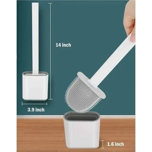 Plastic Silicon Toilet Brush With Slim Holder