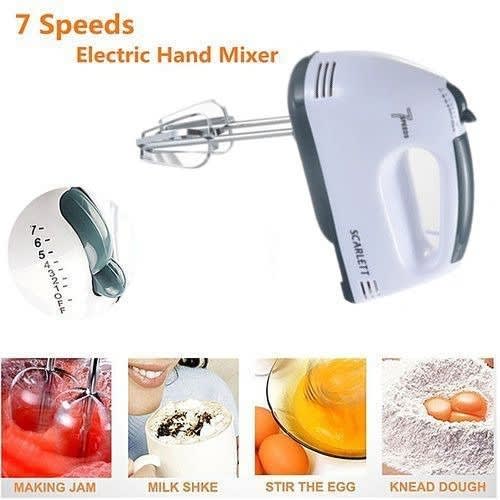 7 Speeds Electric Hand Mixer With 2pcs Silicone Mini Pastry Brush And Spatula
