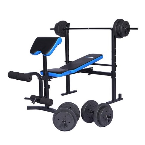 Pro Fitness Folding Workout Bench With 50kg Rubber Dumbbell Plate