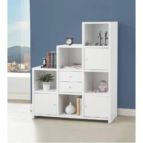 Bookcase With Cube Storage Compartments- White