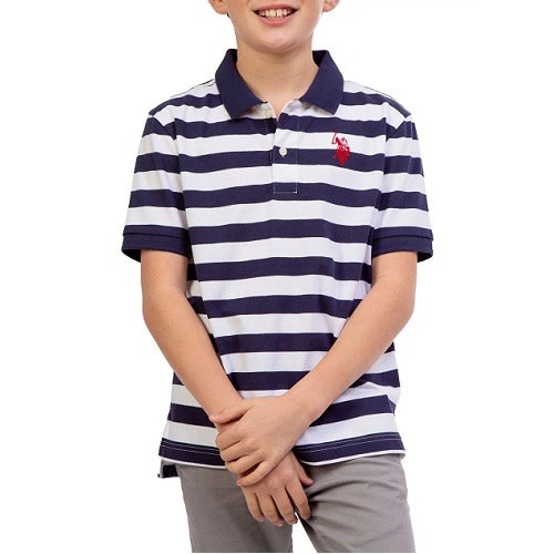 US Polo Assn. Boys Pique Collared Shirt - Bold Stripe