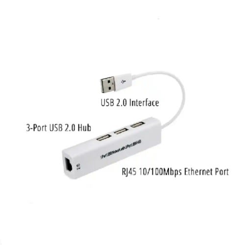 1 Port Usb Network With 3port Usb Hub 2.0 Lan