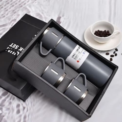 Vacuum Flask Gift Set - 500ml - 3in1 - Grey