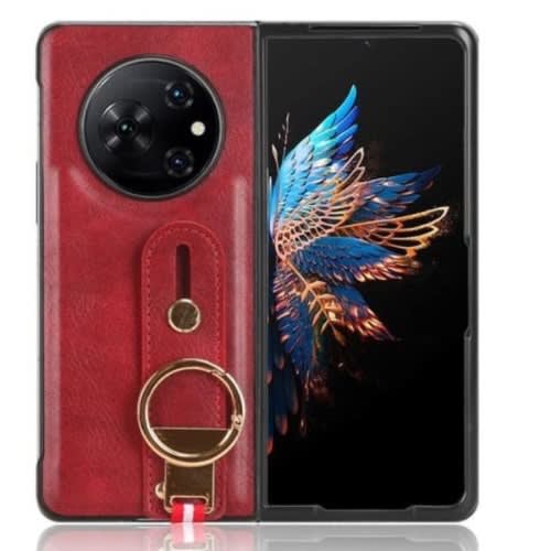 Leather Wristband Case With Ring For Tecno Phantom V Fold 5g