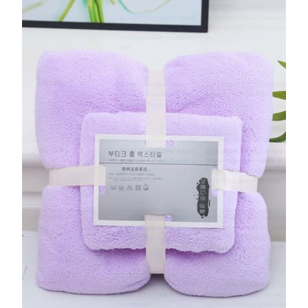 Coral Fleece Towel Set For Mother And Child- Lilac