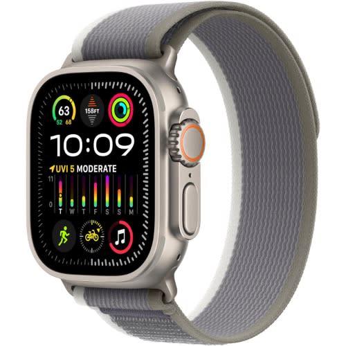 Apple Watchultra 2 Gps +cellular, 49mm Titanium Case With Green/greytrail Loopm/l Mrf43b/a