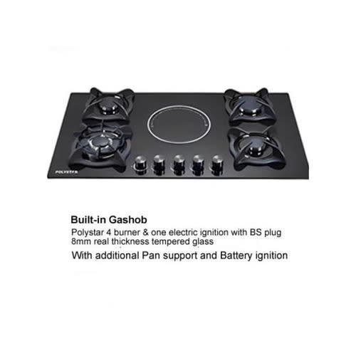 Polystar 4 Burner Gas +1 Electric Hotplate Built-in Cabinet Hob