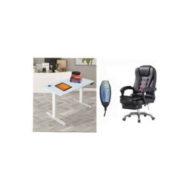 Executive Massage Chair With Lumbar Support And Adjustable Computer Desk - 1.2m