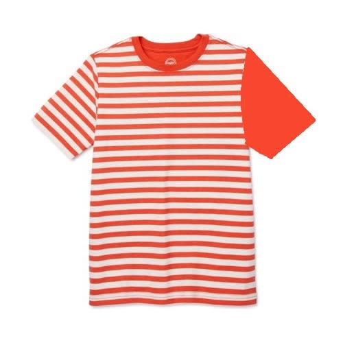 Boys Oversized Short Sleeve Stripe Shirts - Orange