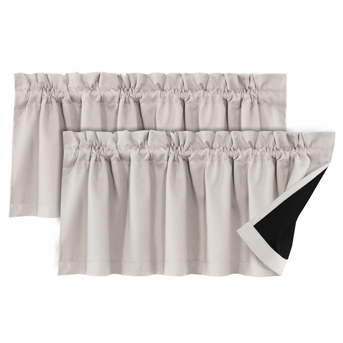 Curtain Valance with Blackout Coating Solid Color Curtain Valance Beige