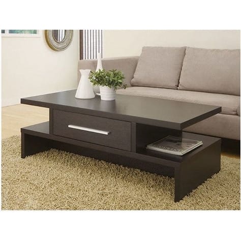 MDF Single Drawer Center Table - Coffee Brown