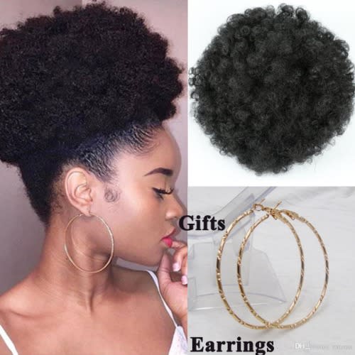 Afro Kinky Curl Hair Bun - Black - 1 Piece