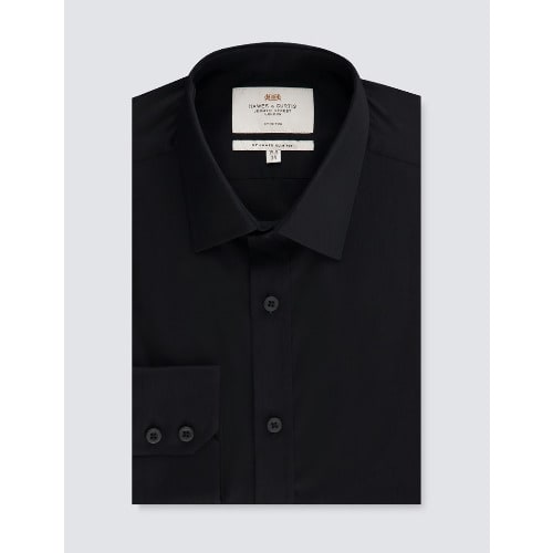 Men's Formal Black Slim Fit Cotton Stretch Shirt