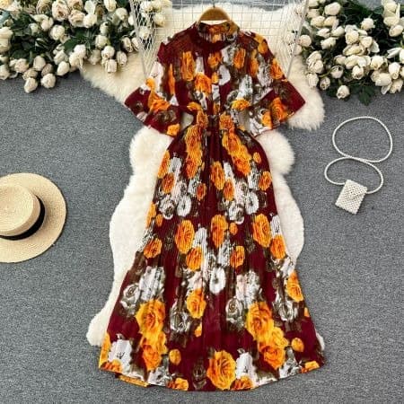Chiffon Dress With Floral Design - comes With Inner Camisole