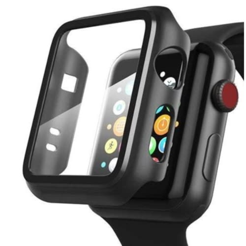 Case With Built-in Tempered Glass Screen Protector 42mm- Black