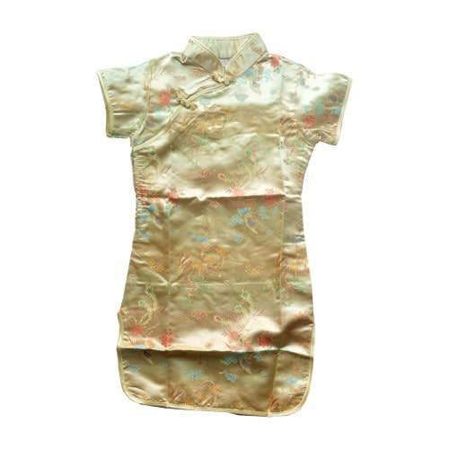 Girls Midi Short Sleeve Chinese Costume -gold