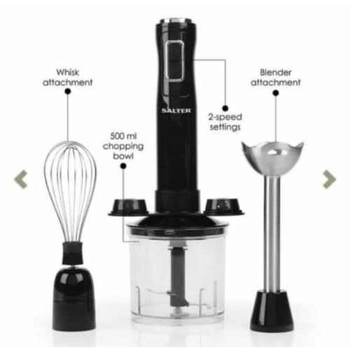 3-in-1 Chopper, Whisk And Blender Set With 500ml Chopping Bowl - 350w - Black